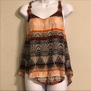Light pink patterned silk racer-back blouse shell
